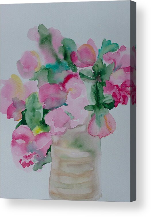 Peony Acrylic Print featuring the painting Peony Study Vertical by Anna Ruzsan