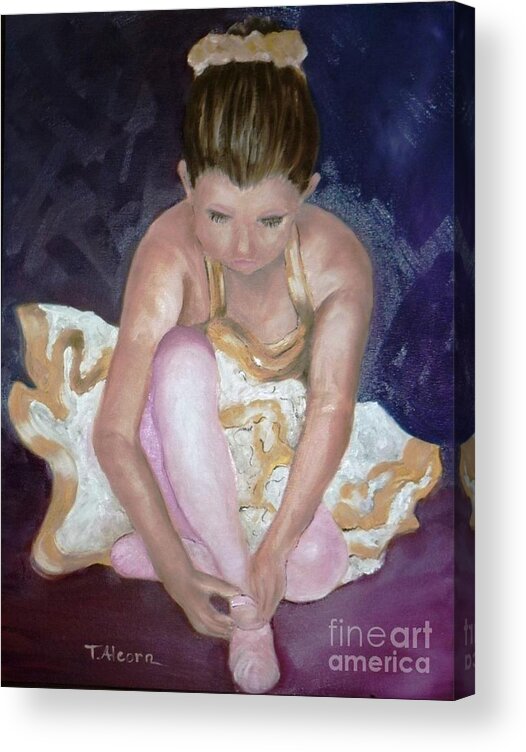 Ballerina Acrylic Print featuring the painting Petite Danseuse - original SOLD by Therese Alcorn