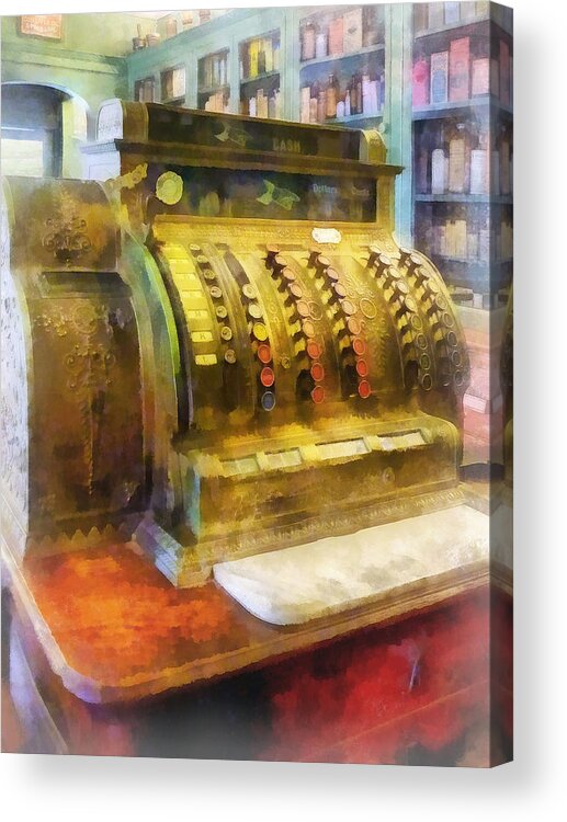 Pharmacy Acrylic Print featuring the photograph Pharmacist - Cash Register in Pharmacy by Susan Savad