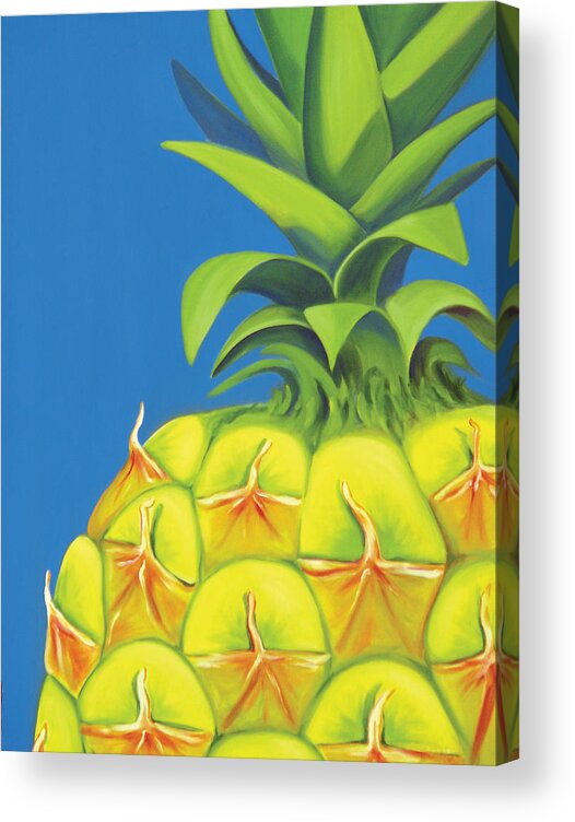 Pineapple Acrylic Print featuring the painting Pineapple by Laura Dozor