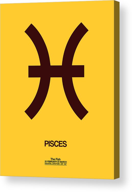 Pisces Acrylic Print featuring the digital art Pisces Zodiac Sign Brown by Naxart Studio