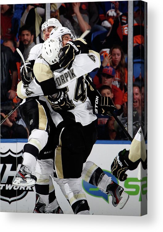 Playoffs Acrylic Print featuring the photograph Pittsburgh Penguins V New York by Paul Bereswill