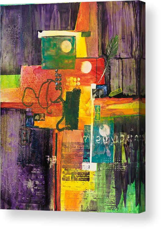 Abstract Acrylic Print featuring the painting Please sign and date by Gary DeBroekert