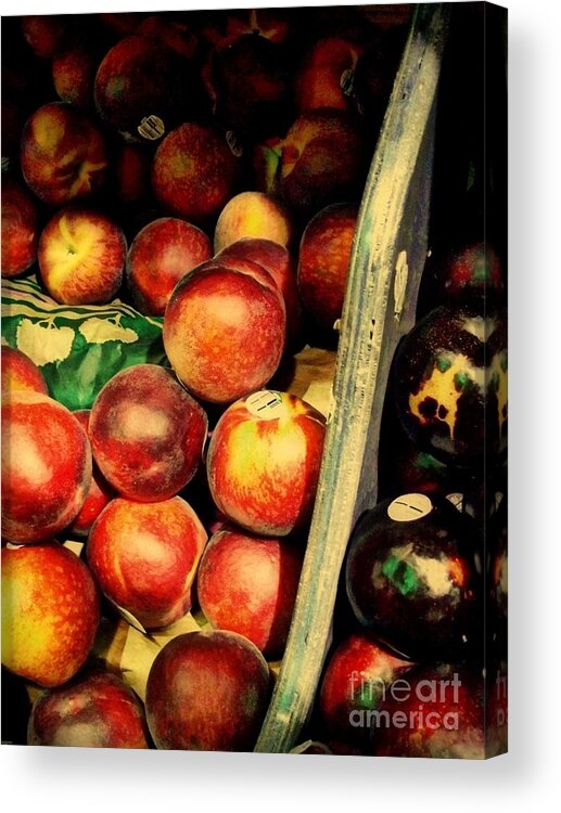 Fruitstand Acrylic Print featuring the photograph Plums and Nectarines by Miriam Danar