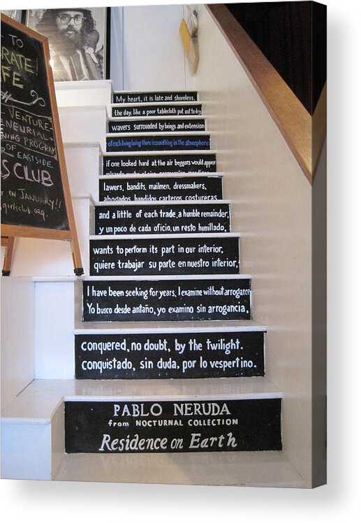 Neruda Acrylic Print featuring the photograph Poetry Cafe by Jessica Levant