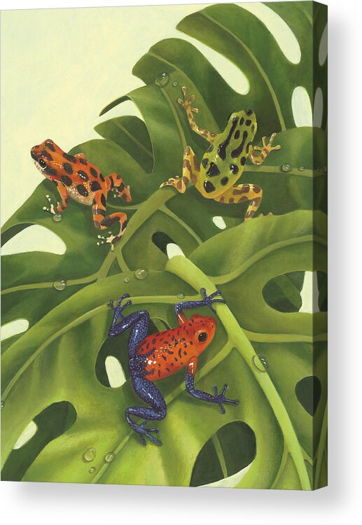 Frogs Acrylic Print featuring the painting Poison Pals by Laura Regan