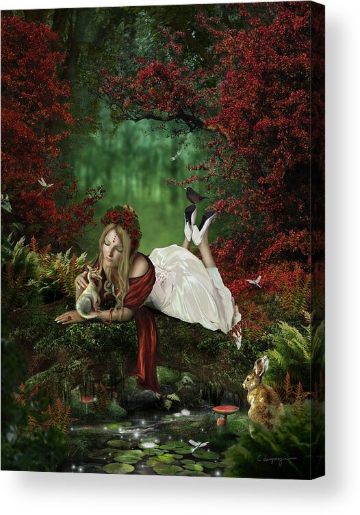 Fantasy Acrylic Print featuring the digital art Pondering by FireFlux Studios