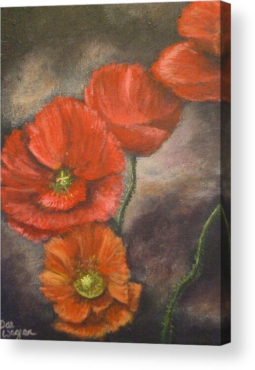 Flowers Acrylic Print featuring the painting Poppies by Dan Wagner