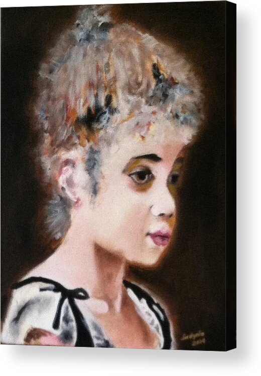 Art Acrylic Print featuring the painting Portrait Of A Young Girl by Ryszard Ludynia