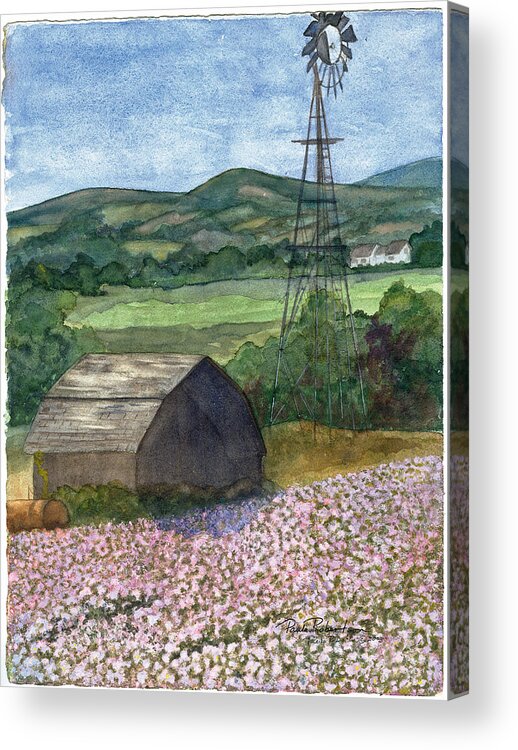 Aroostook County Acrylic Print featuring the painting Potato Blossoms by Paula Robertson