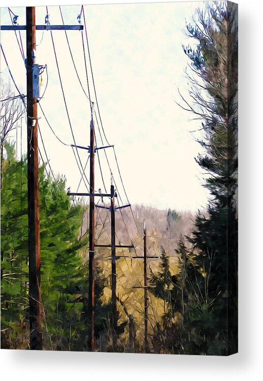 Electricity Acrylic Print featuring the painting Power lines by Jeelan Clark