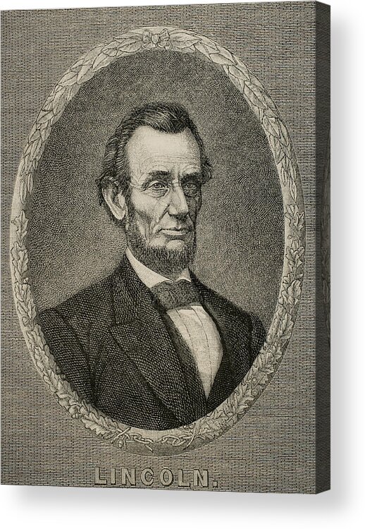 Abraham Lincoln Acrylic Print featuring the drawing President Abraham Lincoln by American School