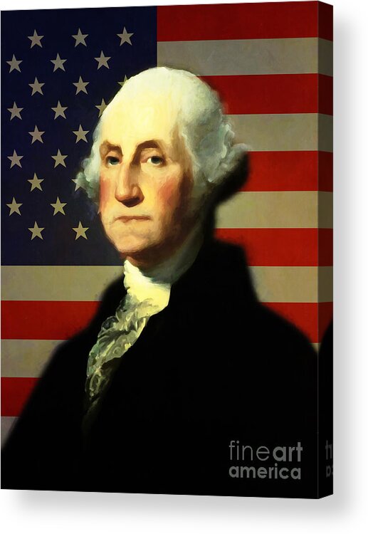 Celebrity Acrylic Print featuring the photograph President George Washington v4 by Wingsdomain Art and Photography