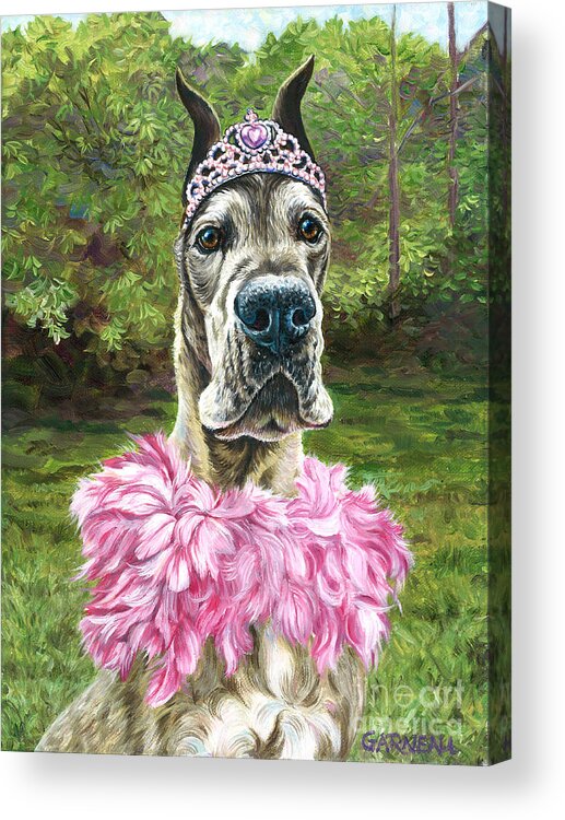 Great Dane Acrylic Print featuring the painting Prunelle by Catherine Garneau