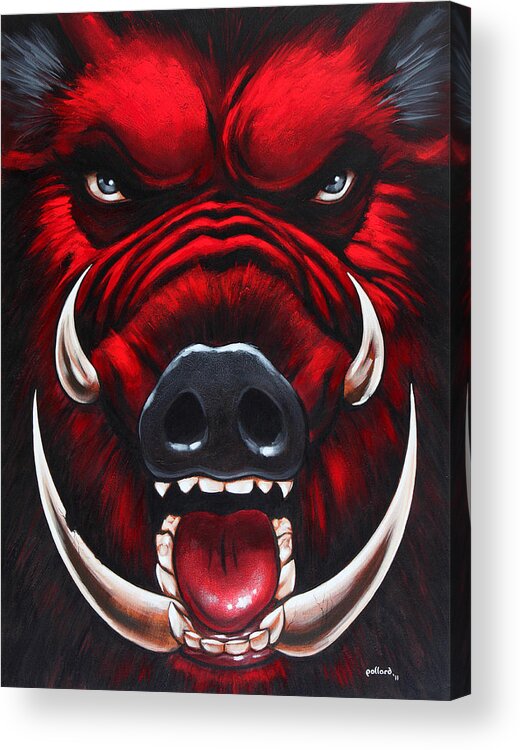 Hog Acrylic Print featuring the painting Raging Hog by Glenn Pollard