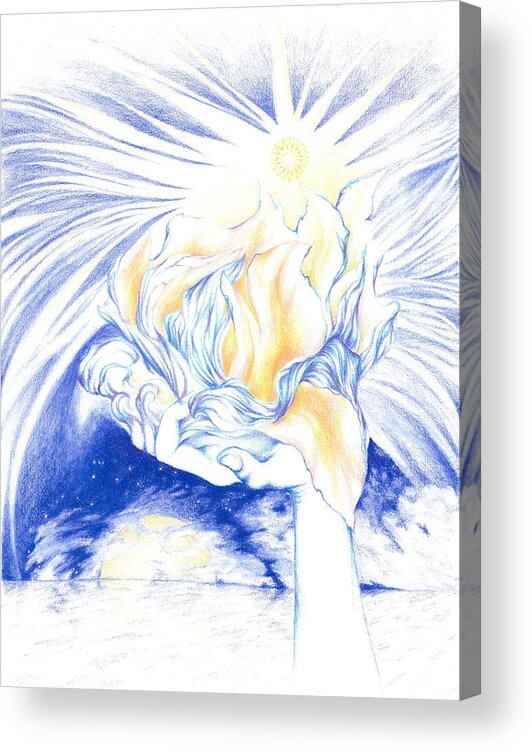 Blessing Acrylic Print featuring the drawing Receiving Grace from the Divine  oneness art by Lydia Erickson