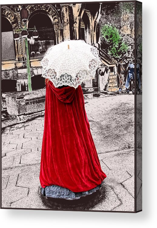 Red Cape Acrylic Print featuring the digital art Red and White Walking by Kae Cheatham
