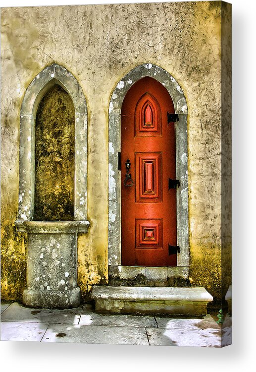 Medieval Acrylic Print featuring the photograph Red Door of the Medieval Castle of Sintra by David Letts