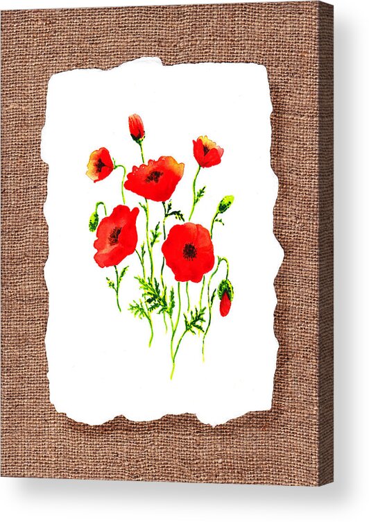 Poppy Acrylic Print featuring the painting Red Poppies Decorative Collage by Irina Sztukowski