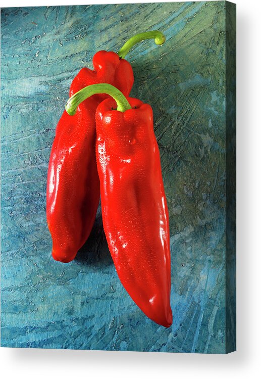 Red Bell Pepper Acrylic Print featuring the photograph Red Sweet Long Peppers by Paul Williams