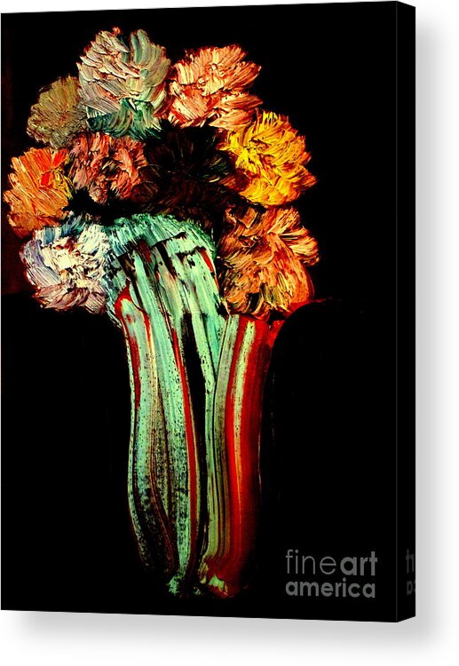 Flowers Acrylic Print featuring the painting Red Vase Revisited by Bill OConnor