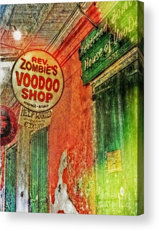 Voodoo Acrylic Print featuring the digital art Rev Zombie's Voodoo Shop by Valerie Reeves