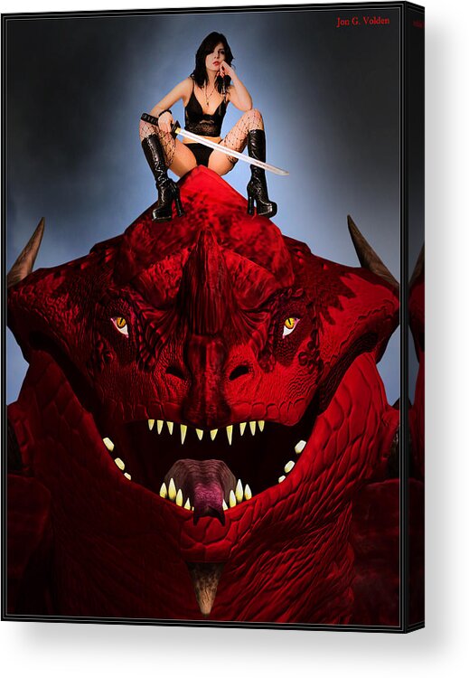 Dragon Acrylic Print featuring the painting Riddle Me This by Jon Volden