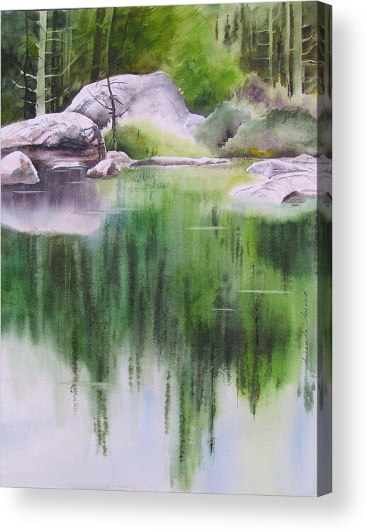 Rock Pond Acrylic Print featuring the painting Rock Pond Triptych 1 by Amanda Amend