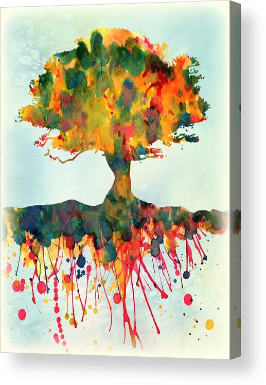 Tree Acrylic Print featuring the painting Roots by Lilia S