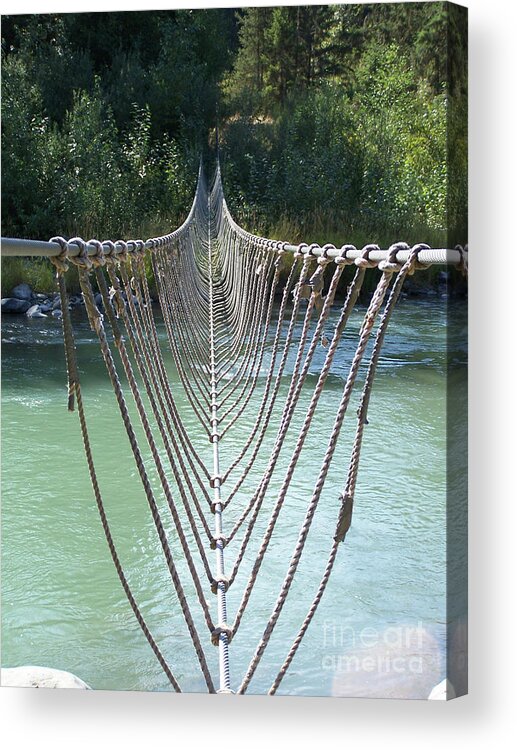 Rope Bridge Acrylic Print featuring the photograph Rope foot Bridge by Ron Roberts