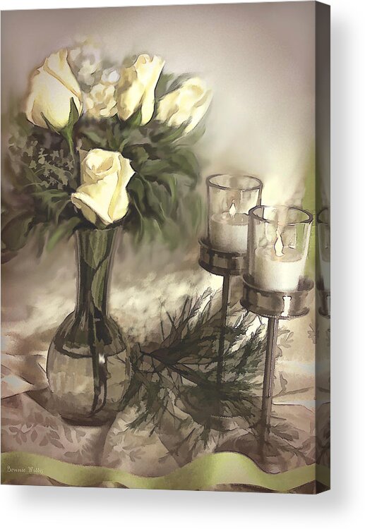 Roses Acrylic Print featuring the photograph Roses are Yellow by Bonnie Willis