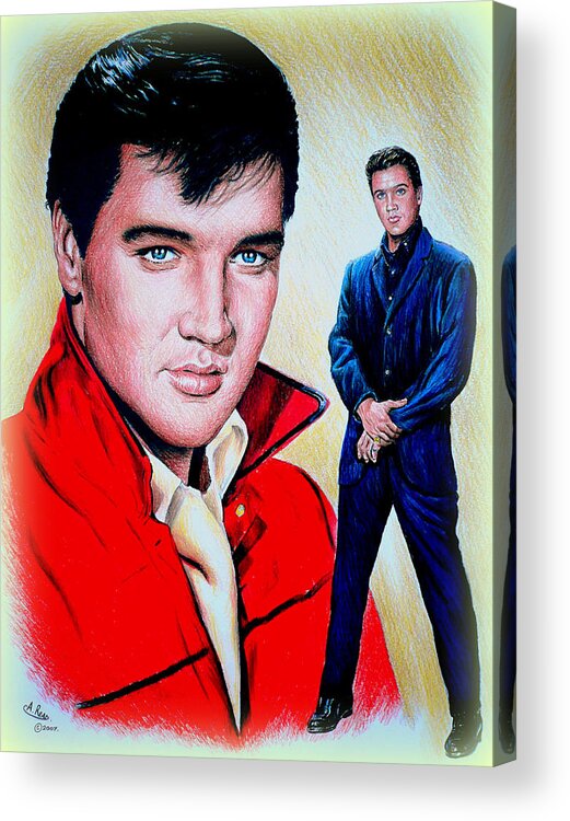 Elvis Acrylic Print featuring the drawing Roustabout color by Andrew Read