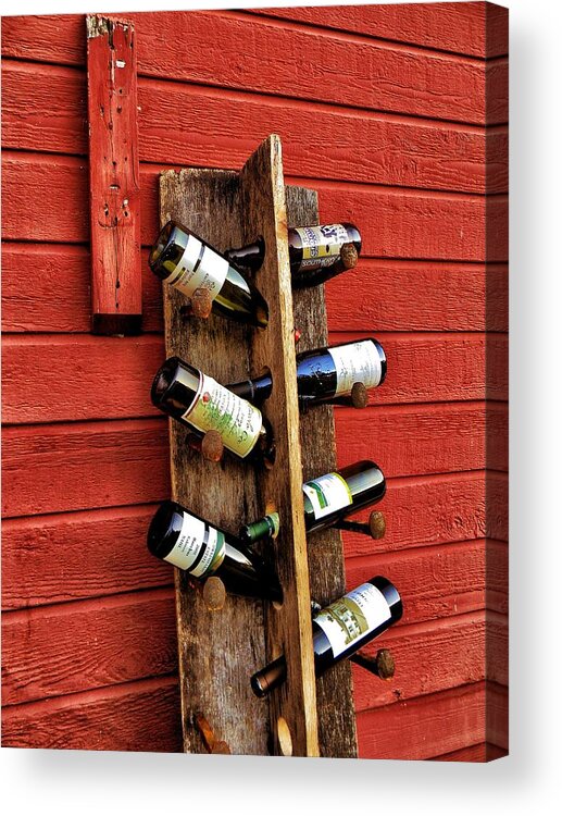 Rustic Wine Rack Acrylic Print featuring the photograph Rustic Wine Rack by Jean Goodwin Brooks