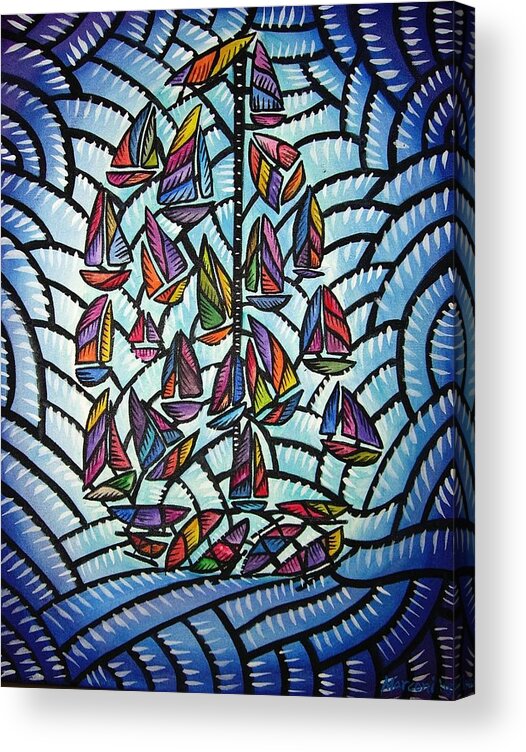  Acrylic Print featuring the painting Sails 2008 by Marconi Calindas