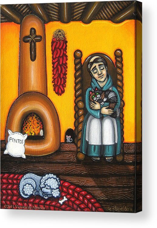 Folk Art Acrylic Print featuring the painting San Pascuals Nap by Victoria De Almeida