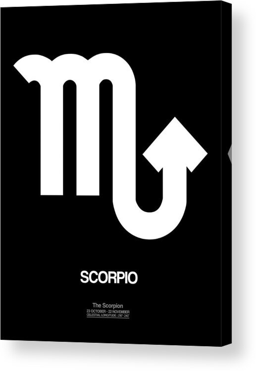 Scorpio Acrylic Print featuring the digital art Scorpio Zodiac Sign White by Naxart Studio