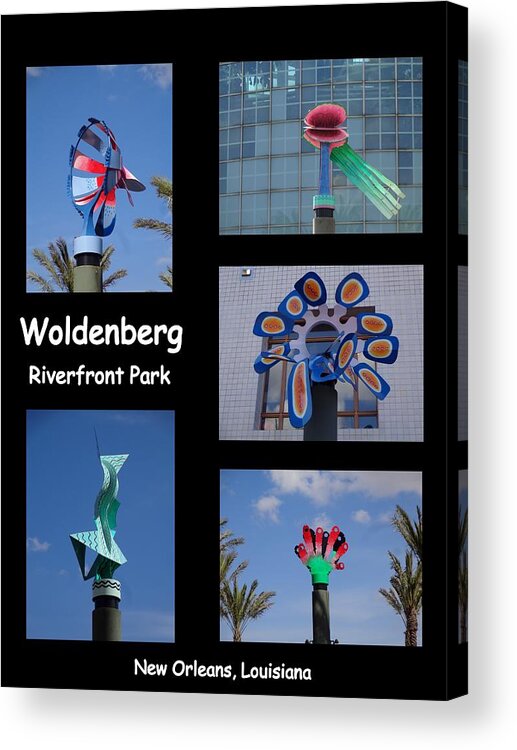 Sculptures In Woldenberg Riverfront Park Acrylic Print featuring the photograph Sculptures In Woldenberg Riverfront Park by Kathy K McClellan