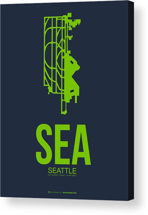 Seattle Acrylic Print featuring the digital art SEA Seattle Airport Poster 2 by Naxart Studio