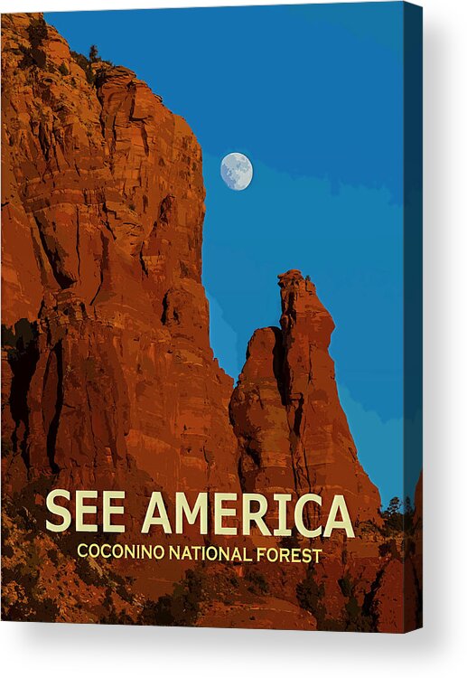 Poster Acrylic Print featuring the digital art See America - Coconino National Forest by Ed Gleichman