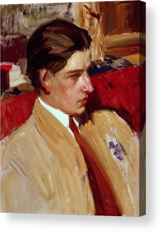 Male Acrylic Print featuring the painting Self Portrait in Profile by Joaquin Sorolla y Bastida