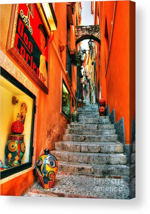 Sicilian Steps Acrylic Print featuring the photograph Sicilian Steps by Mel Steinhauer
