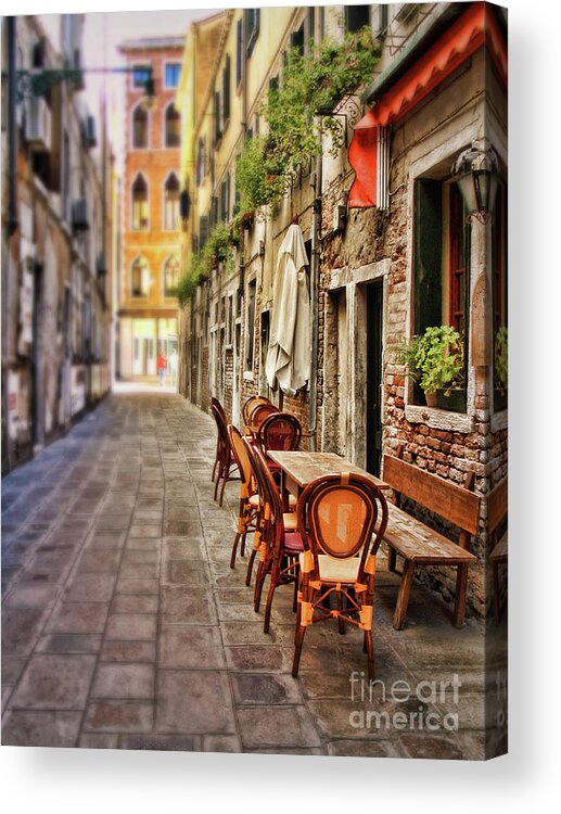Venice Acrylic Print featuring the photograph Sidewalk Cafe in Venice by Sylvia Cook