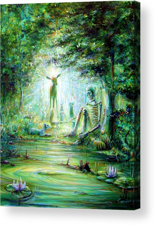 Day Of The Dead Acrylic Print featuring the painting Siempre Conmigo by Heather Calderon