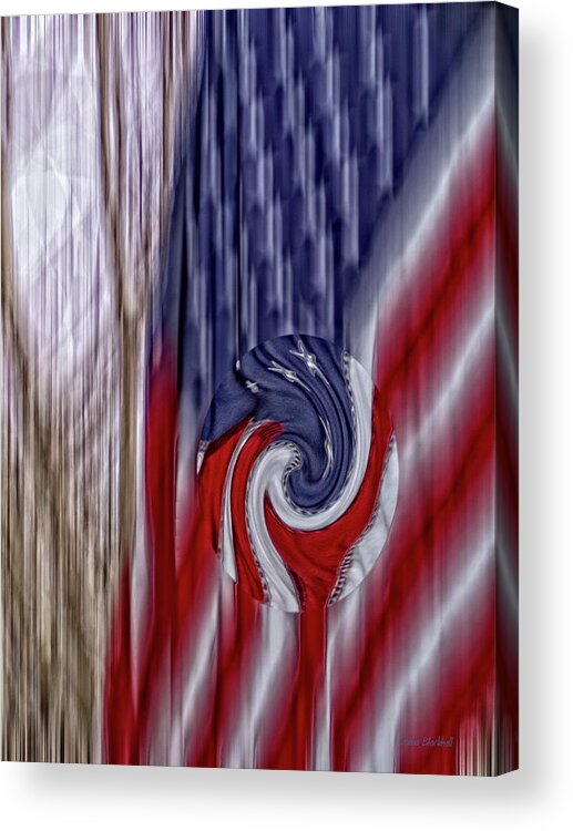 Flag Acrylic Print featuring the digital art Skewed Nation by Donna Blackhall