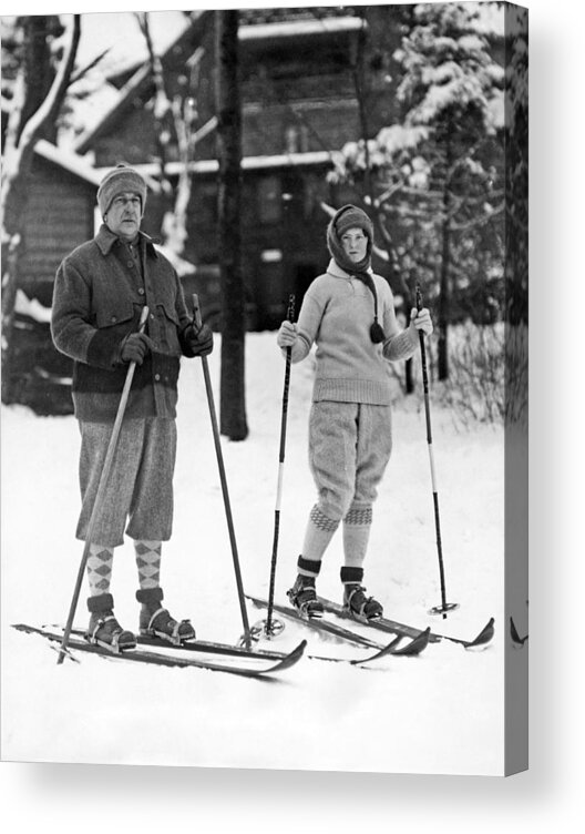 1926 Acrylic Print featuring the photograph Skiing At Lake Placid In NY by Underwood Archives