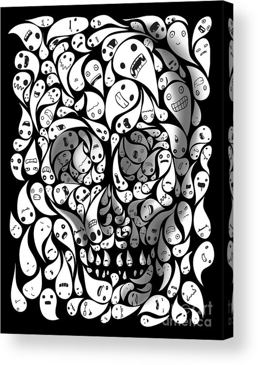 Skull Acrylic Print featuring the painting Skull Doodle by Sassan Filsoof