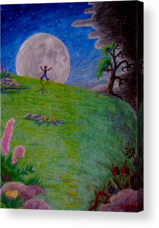 Full Moon Acrylic Print featuring the painting So off I went ... by Matt Konar