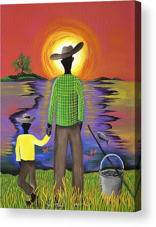 Gullah Art Acrylic Print featuring the painting Son Raise by Patricia Sabreee