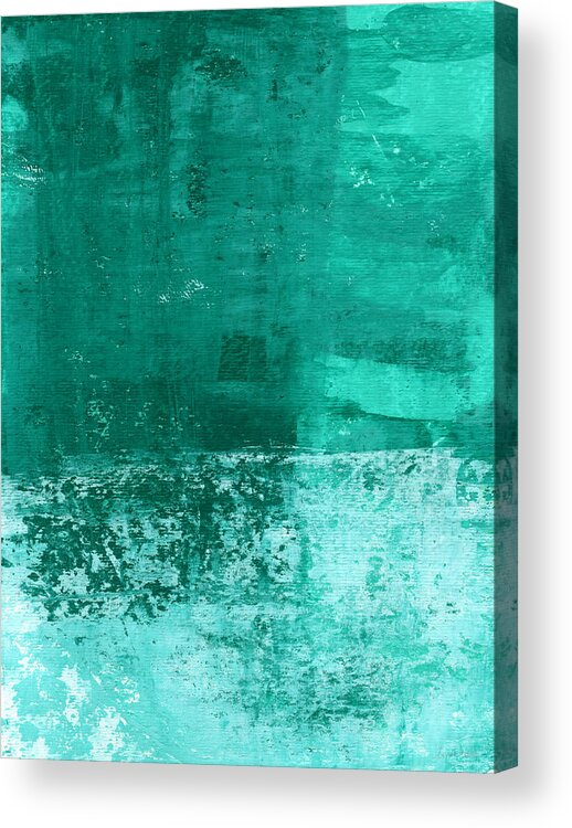 Abstract Art Acrylic Print featuring the painting Soothing Sea - Abstract painting by Linda Woods