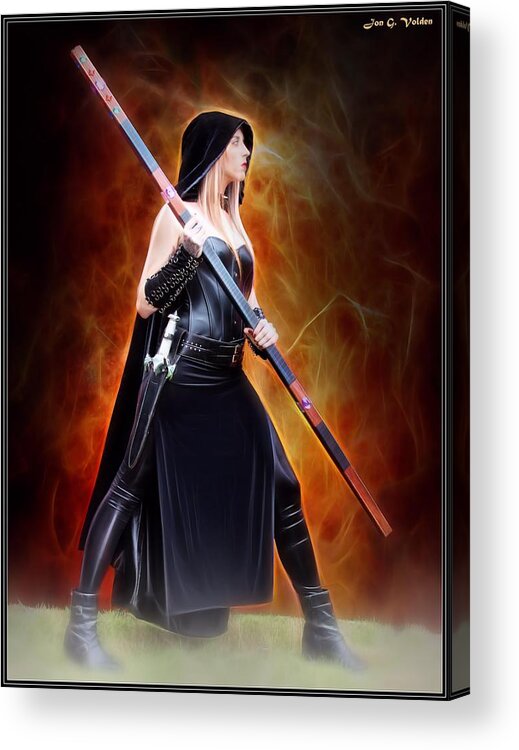 Fantasy Acrylic Print featuring the painting Sorceress Of The Killing Fields by Jon Volden